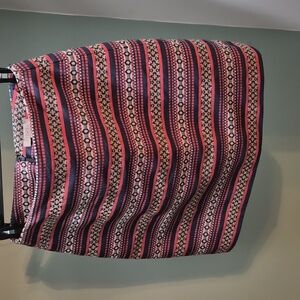 LOFT Navy and Red Patterned Mini Skirt